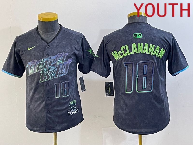 Youth Tampa Bay Rays #18 Mcclanahan Nike MLB Limited City Connect Black 2024 Jersey style 3->youth mlb jersey->Youth Jersey